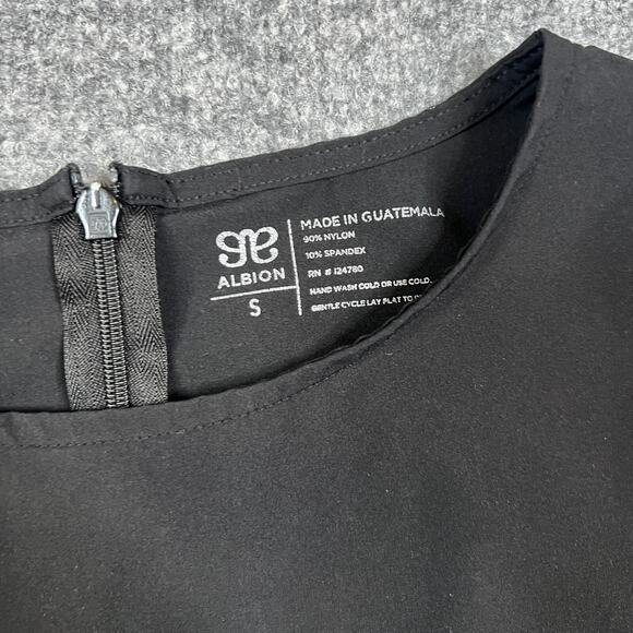 Albion Jumpsuit Women Small Black Ankle Zip Cap Sleeve Smocked Tie Waist BackZip - Picture 5 of 13